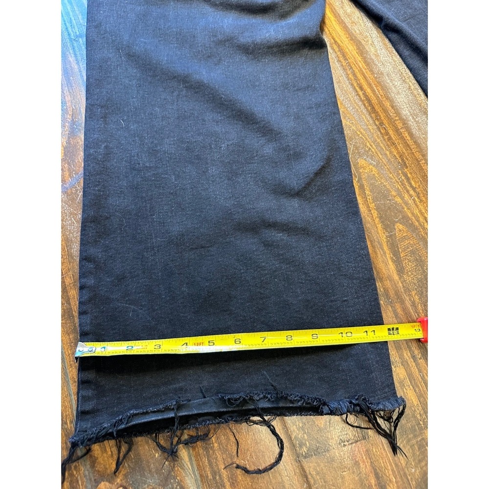 Wide‎ Leg Jeans Pants Faded Black Raw Hem Patch Pocket OAT New York Women's 18W - Picture 5 of 8